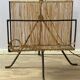 Wrought iron floor lamp with magazine holder and sisal shade, 1950s