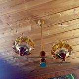 Chandelier, pendant light, vintage ceiling light, Space Age, Murano by "Carlo Nason"