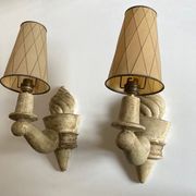 Pair of Arlus torchlight wall light in art deco plaster 1950