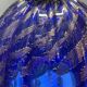 Lustre en verre de Murano bleu cobalt vintage, Italie, années 1980.