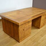 Art Deco Double-Sided Burr Walnut Desk 1950