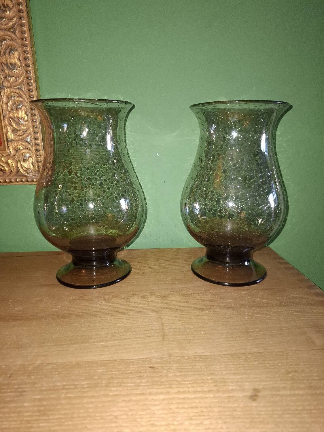 Two blown glass tealight vases