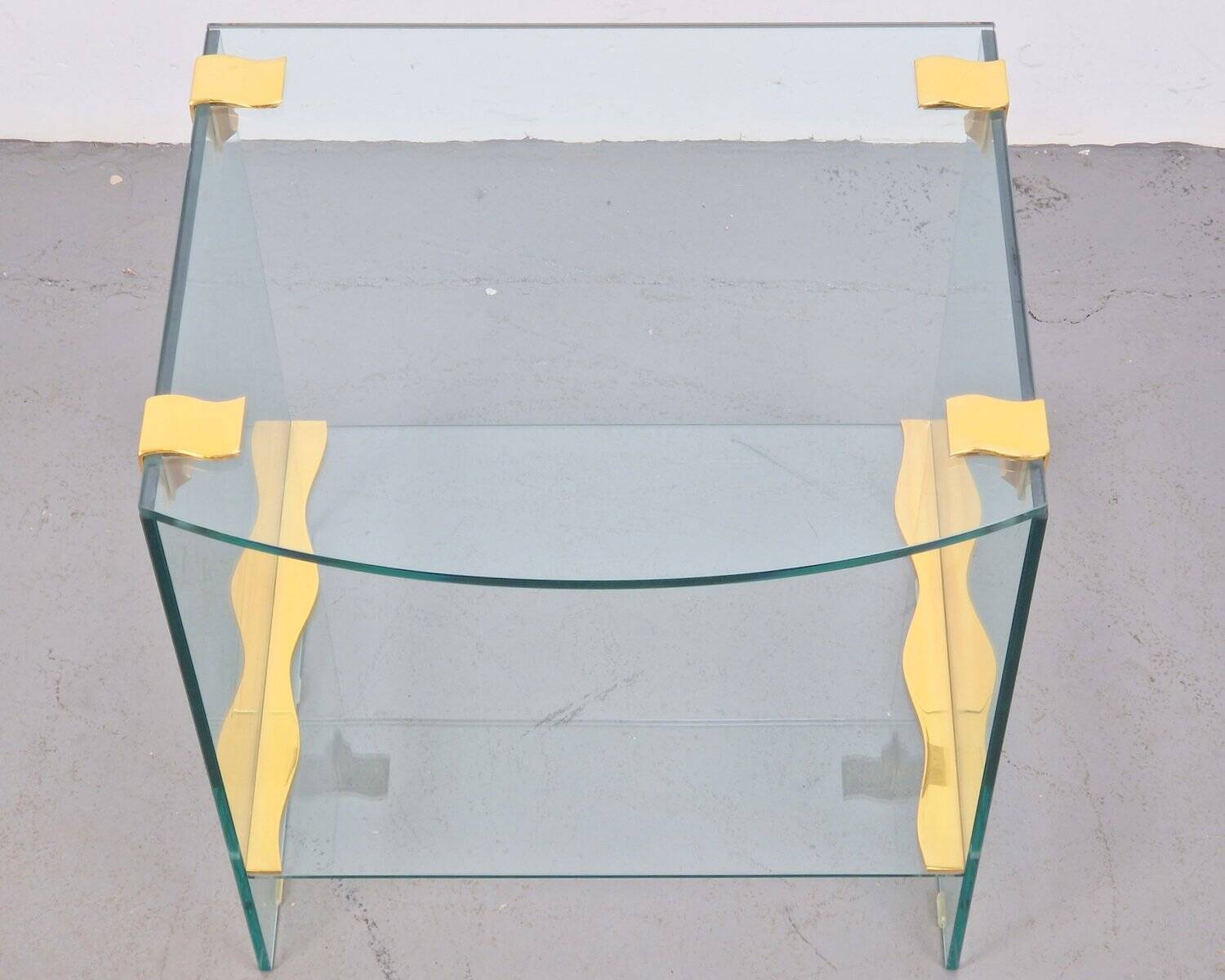 Vintage Regency Brass and Glass Side Table, 1970s