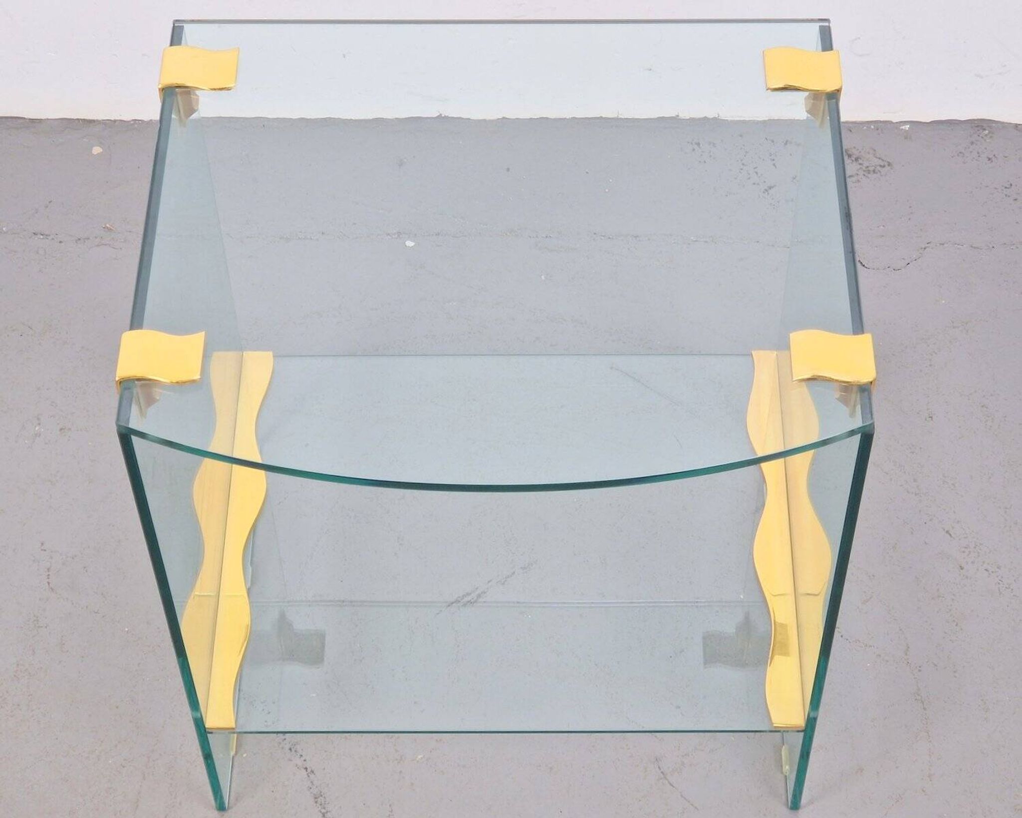 Vintage Regency Brass and Glass Side Table, 1970s