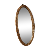 Miroir en osier années 70