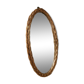 Miroir en osier années 70