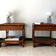 2 vintage rattan bedside tables 70's
