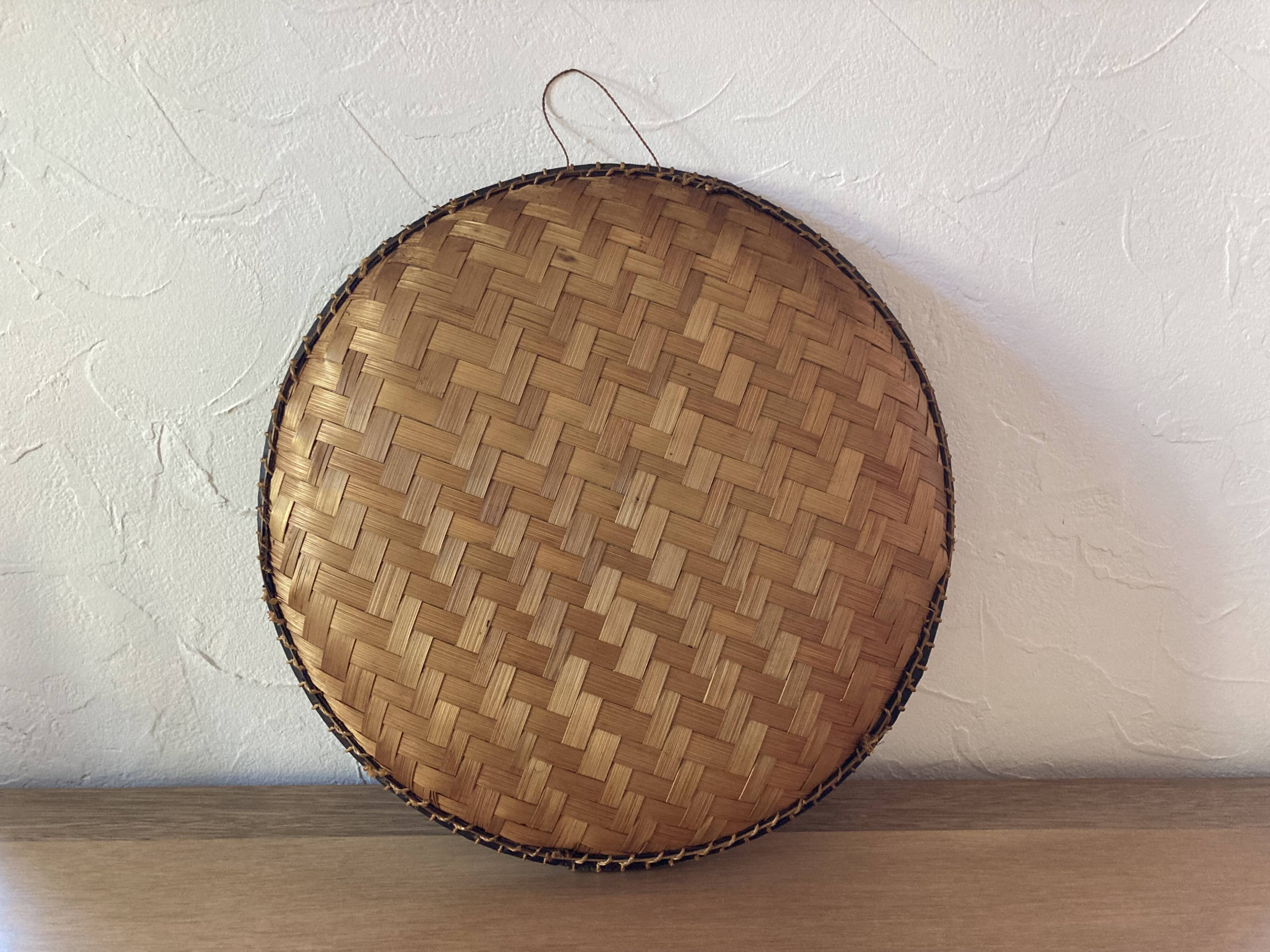 Bamboo and leather fruit basket