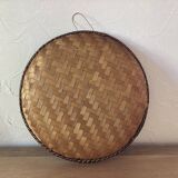 Bamboo and leather fruit basket