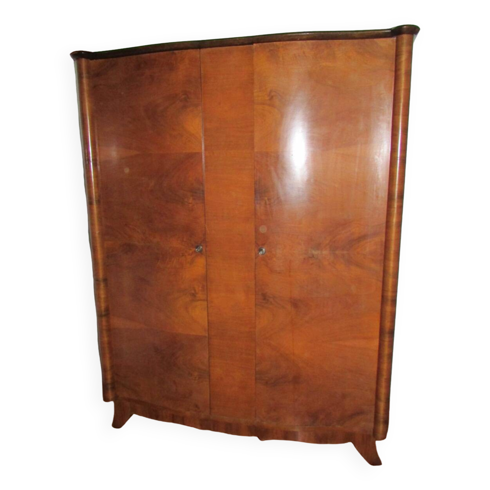 Small vintage Scandinavian walnut veneer cabinet, 1940s