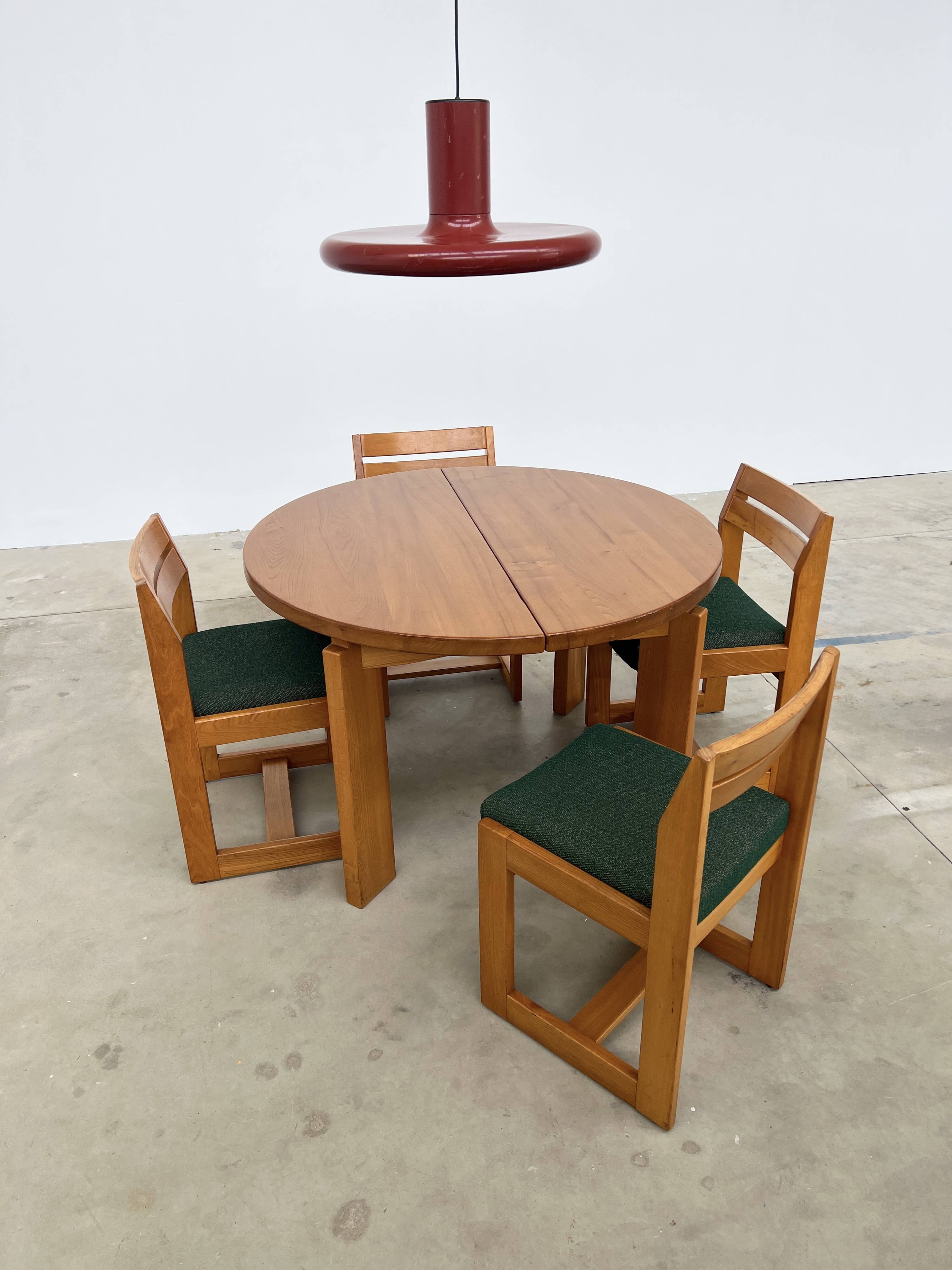 Set of 4 Maison Regain Vintage Chairs – Brutalist Solid Elm