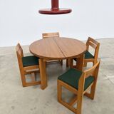 Set of 4 Maison Regain Vintage Chairs – Brutalist Solid Elm