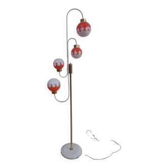 Vintage floor lamp with two-tone opaline balls