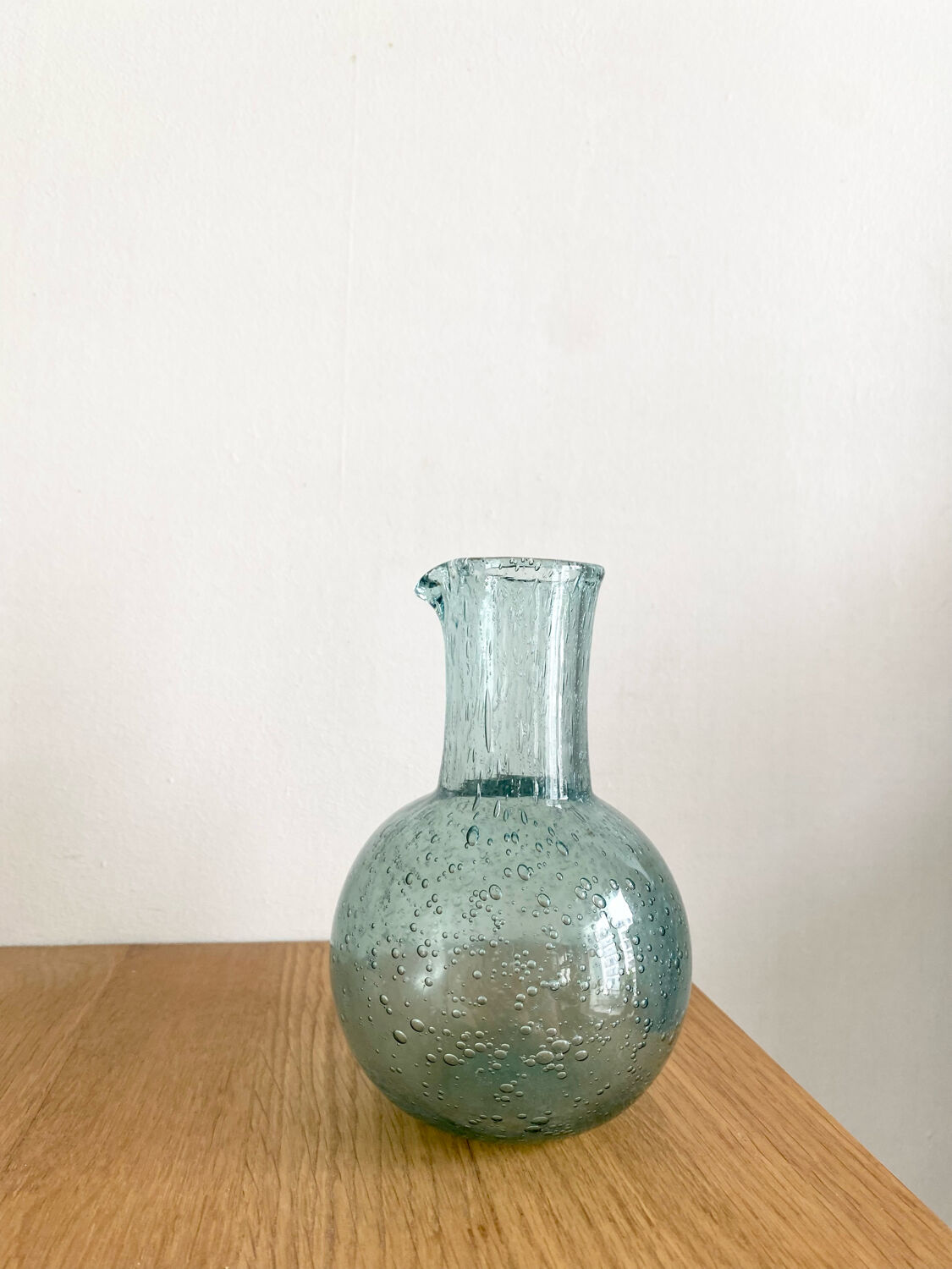 Blue bubbled glass decanter