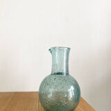 Blue bubbled glass decanter