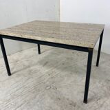 Table italienne en laiton travertin et acier ou table basse, années 1960