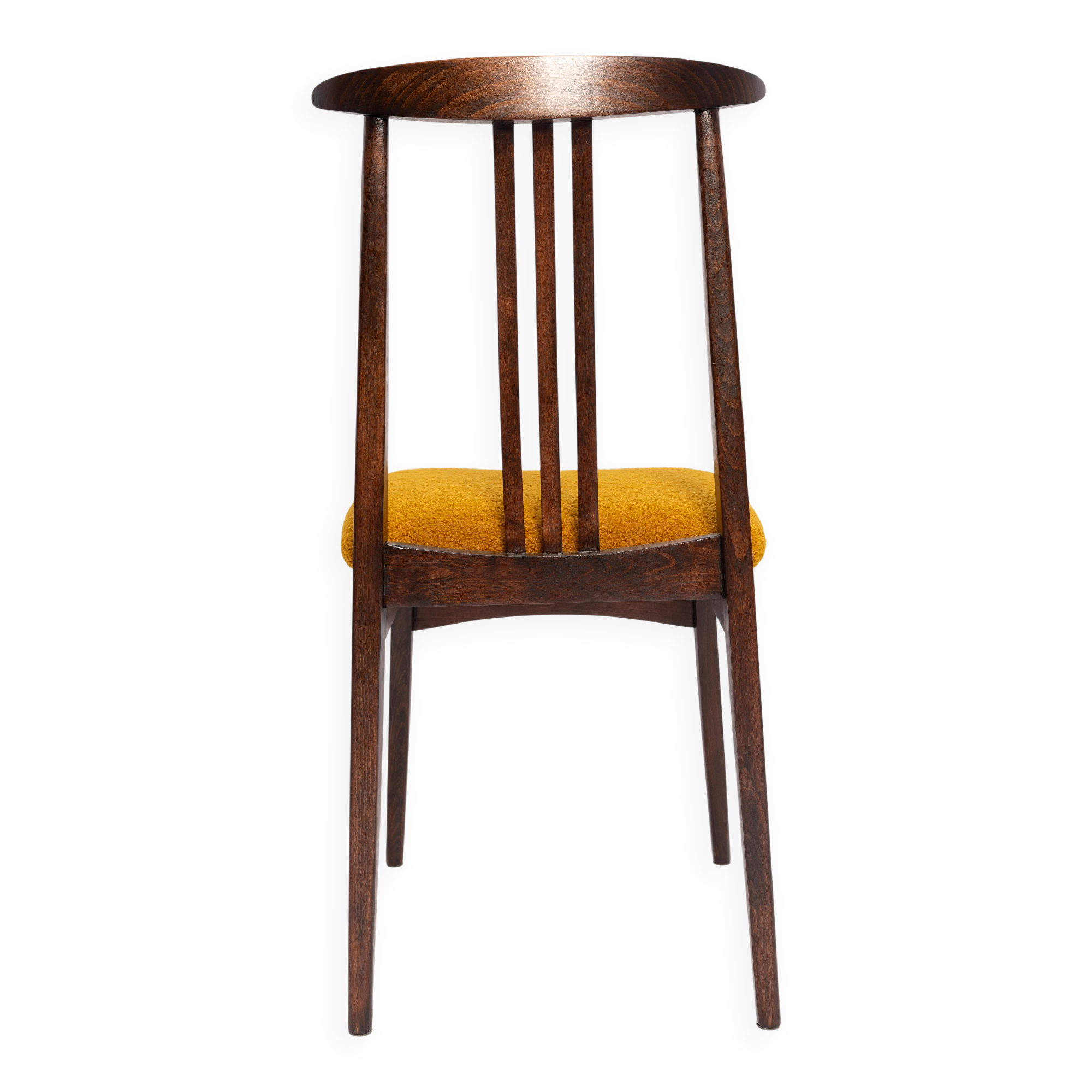 Beech chair with ochre boucle upholstery in mid-century style, Mr. Zielinski, Europe, 1960s.