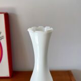 White opaline vase with white feet from the 50s and 60s