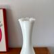 White opaline vase with white feet from the 50s and 60s