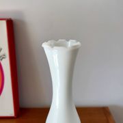 White opaline vase with white feet from the 50s and 60s