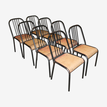 Set of 8 chairs in tubular metal
