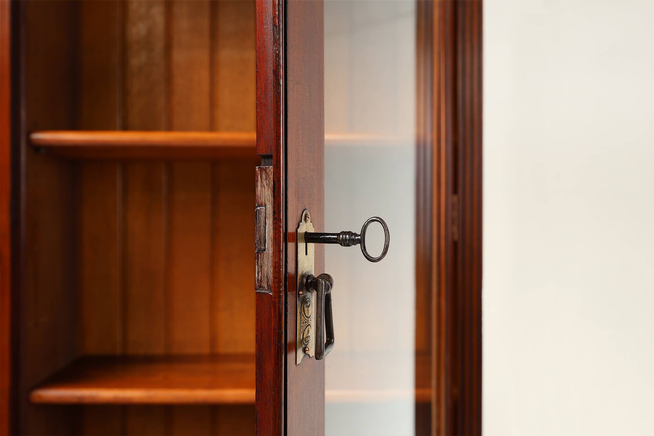 Art Nouveau Display Cabinet or Bookcase in oak with carvings and glass door