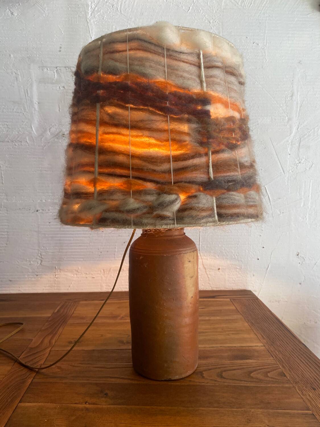 Wool and stoneware lamp, 1970s