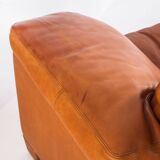 Three-seater sofa in cognac-colored leather produced by De Sede. Model DS-17/123, Switzerland, 2000s