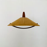 Raffia bast and teak pendant lamp by Temde