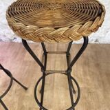 Metal and wicker bar stools