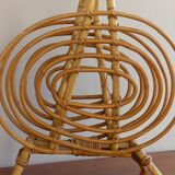 Magazine rack, wicker and rattan of the 1960