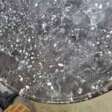 Round pedestal table with marble top and mahogany tripod from the 19th century