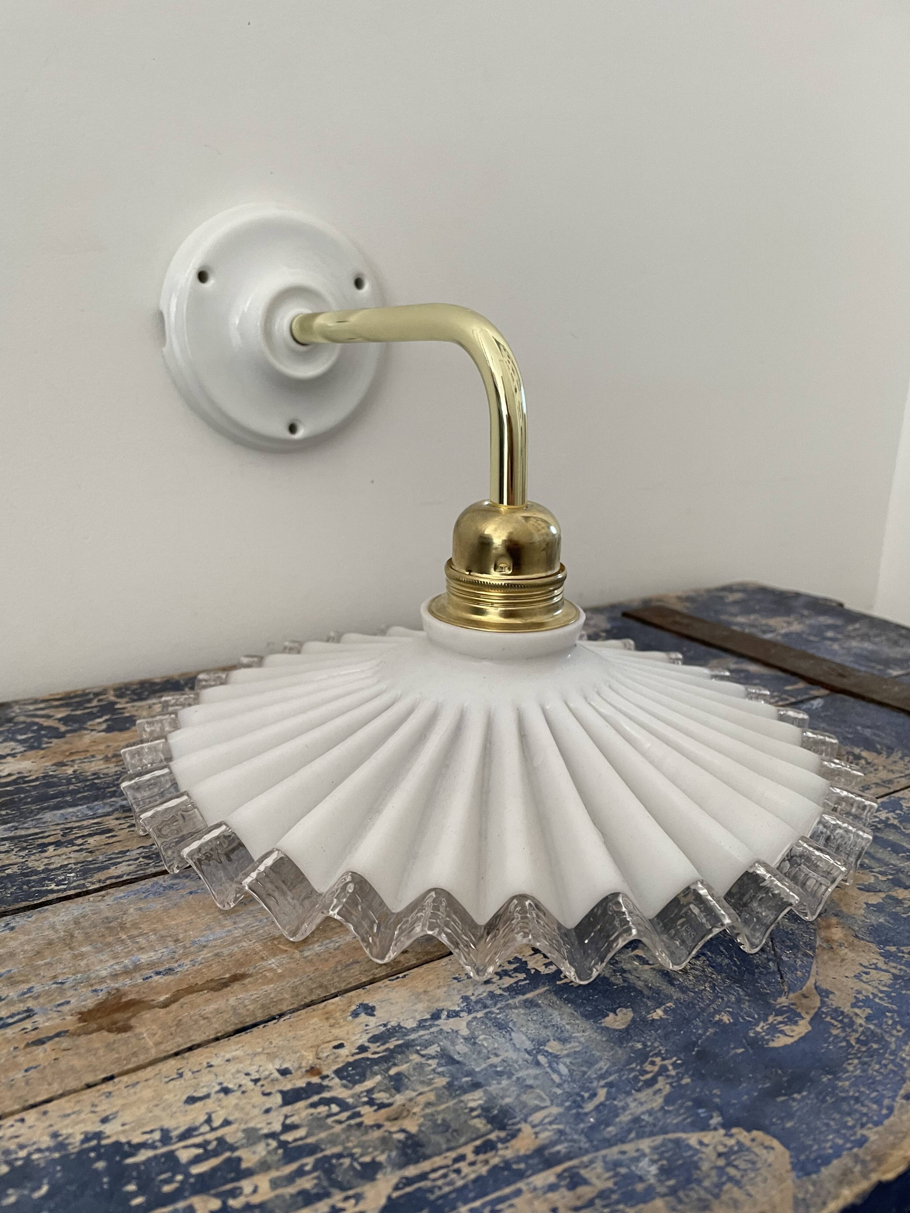 New electrified serrated opaline wall lamp