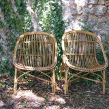 Pair of adult rattan basket armchair
