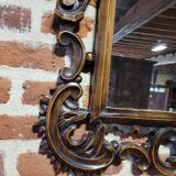 Carved wood mirror in cherry tree 100x75cm