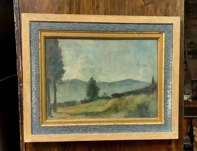 Ennio Cocchi landscape and still life painted on both sides panel