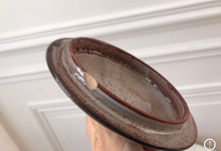 Vallauris sandstone pot hand-painted 60s