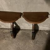 Pair of solid walnut wall consoles Napoleon III 19th century