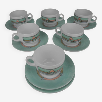 Lot 6 tasses café arcopal style art déco vintage french coffee cups