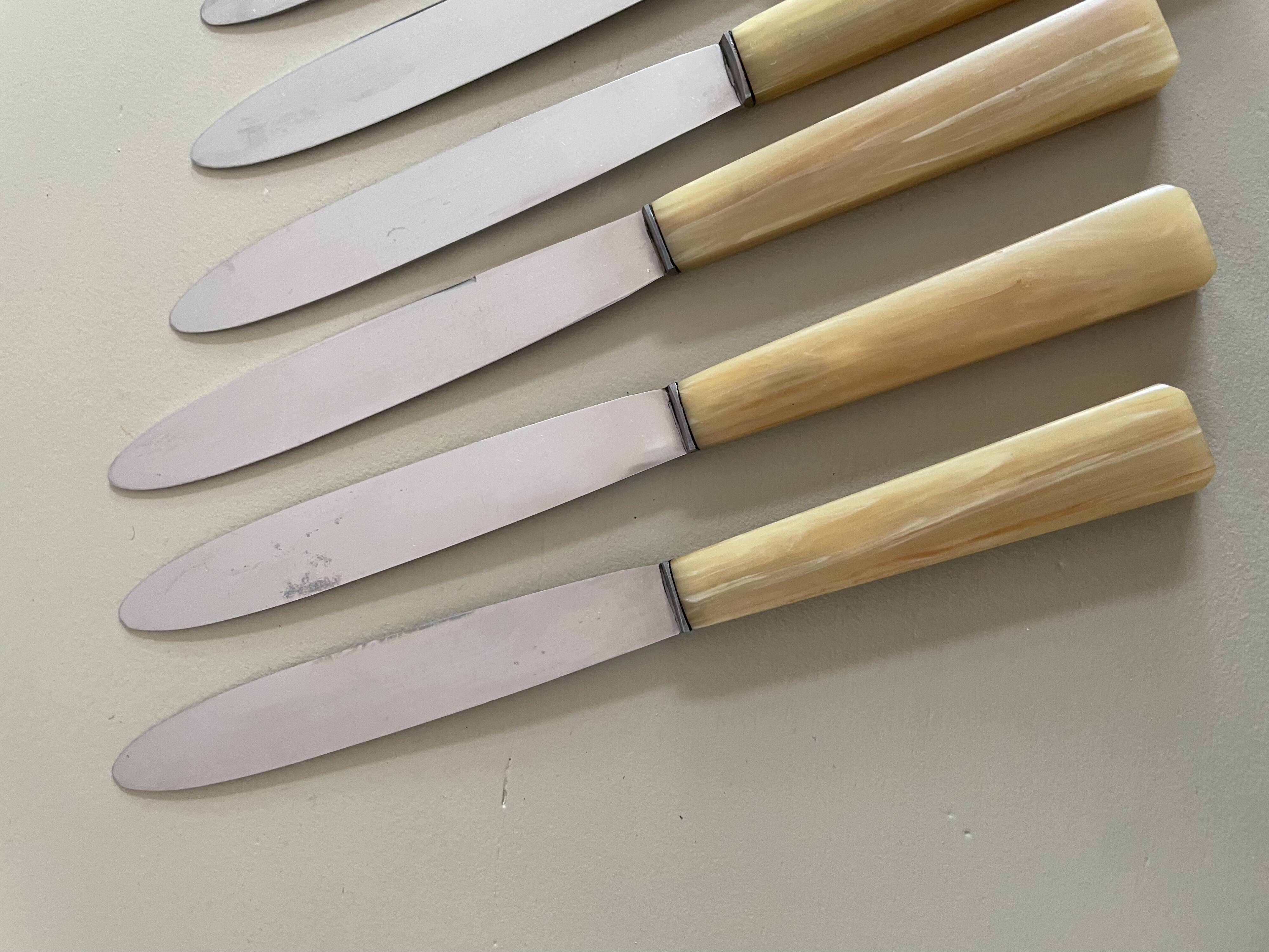Set of 12 antique knives in green case