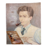 Portrait of a young man with a pipe