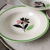 Lot of 5 hollow plates digoin sarreguemines model "rustic" and "casino" 50s