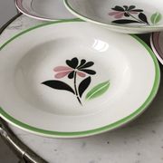 Lot of 5 hollow plates digoin sarreguemines model "rustic" and "casino" 50s