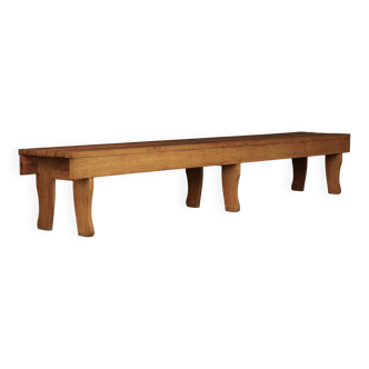 Banc à lattes en chêne, années 1960