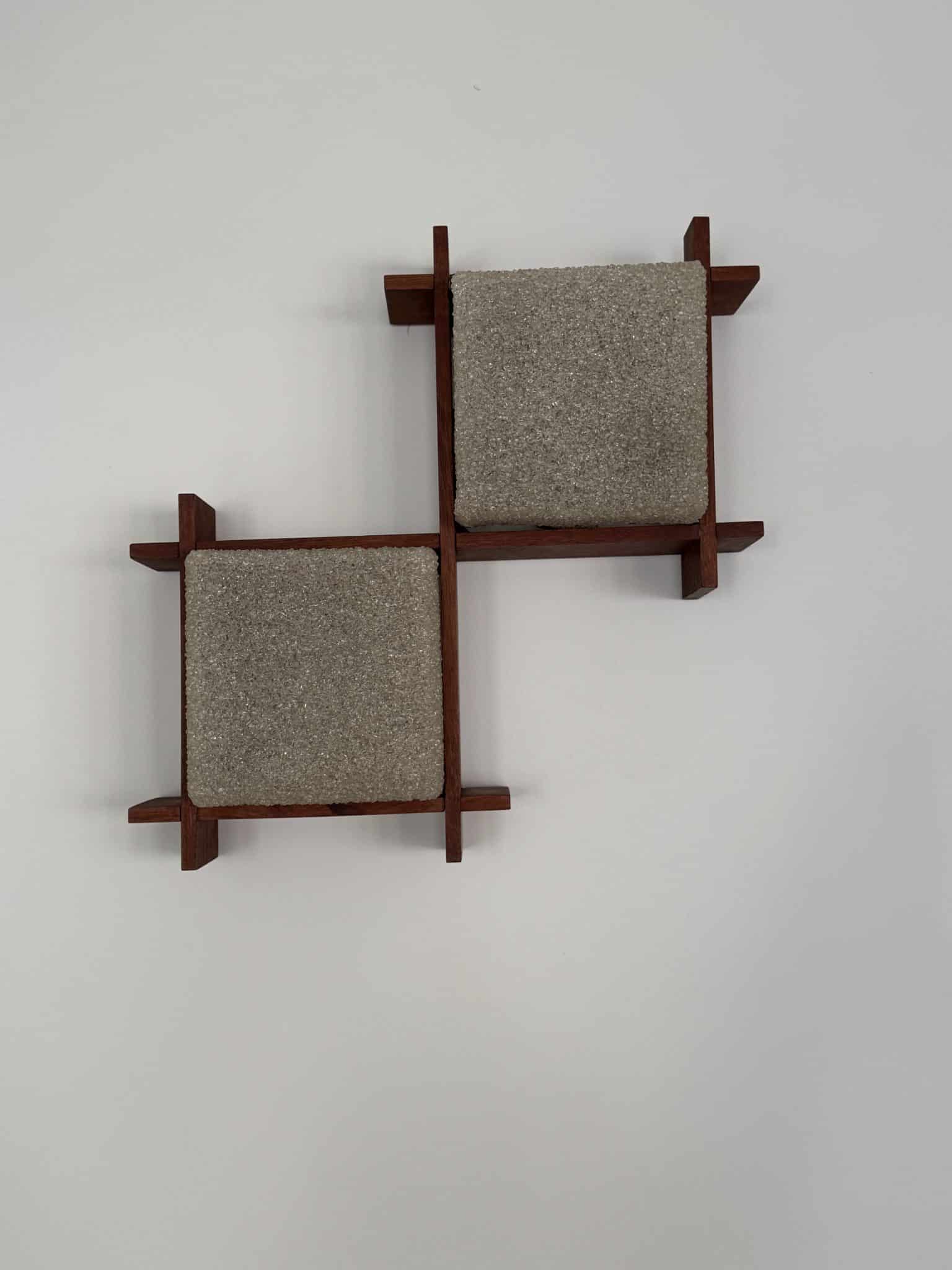 Pair of teak and Perspex wall lights – French work, circa 1955-1965