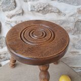 Wooden tripod stool with spool foot
