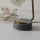 Mid-century vintage bedside lamps, opal glass and brass table lamps.