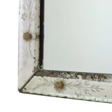 Antique Venetian Mirror Table Mirror Italian Etched ca 1900