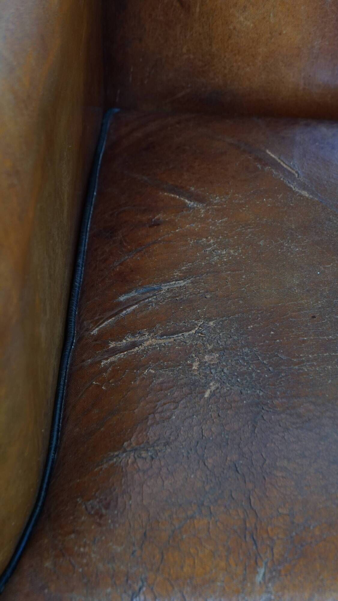 Set of 2 Vintage Sheepskin Leather Design Chairs