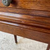 Table de chevet style Louis XVI, marbre de Carrare et acajou